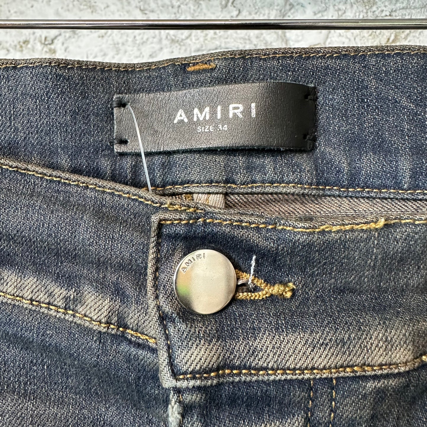Amiri MX1 Plaid Dirty Blue Denim Jeans Sz 34