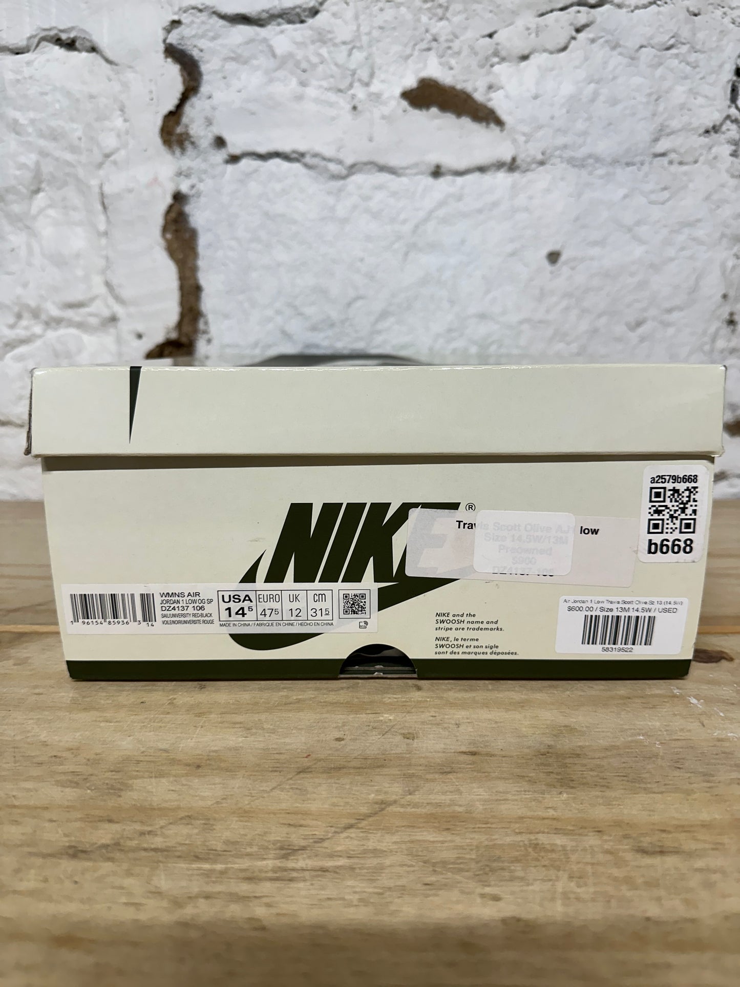 Air Jordan 1 Low Travis Scott Olive Sz 13 (14.5W)