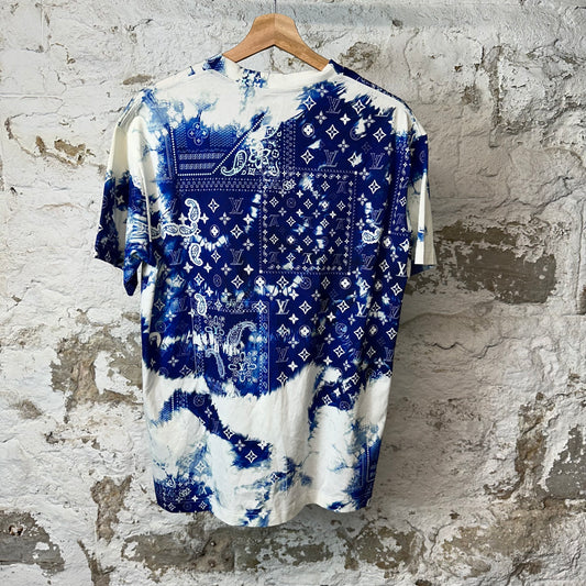 Louis Vuitton Blue Monogram Bandana T-shirt White Sz S