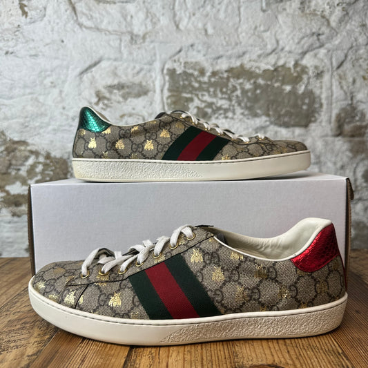 Gucci Gold Bee GG Monogram Ace Sneaker Sz 10