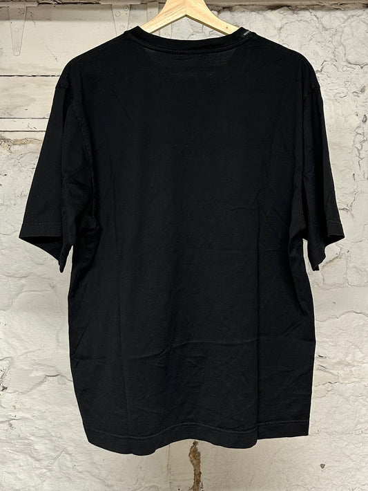 Dolce Gabbana Yellow Logo Black T-shirt Sz L