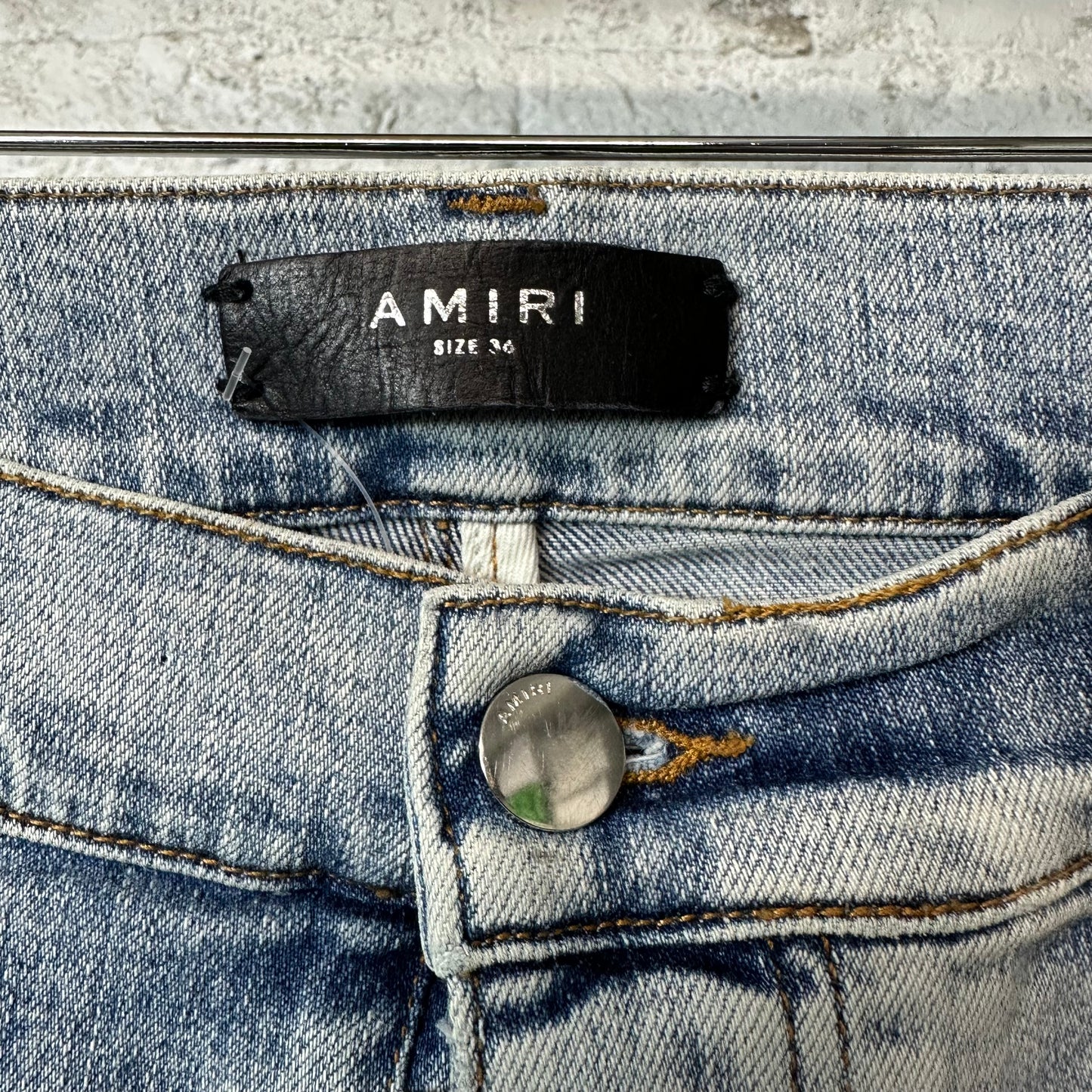 Amiri Multicolor Paisley Patches Washed Blue Denim Jeans Sz 36