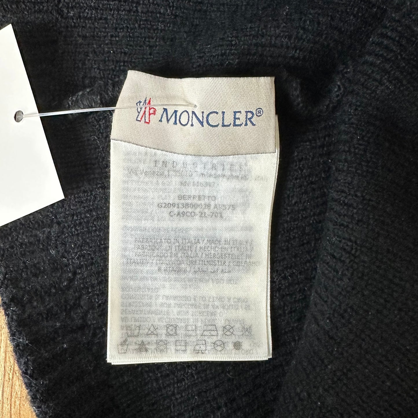 Moncler Small Logo Stripe Black Beanie