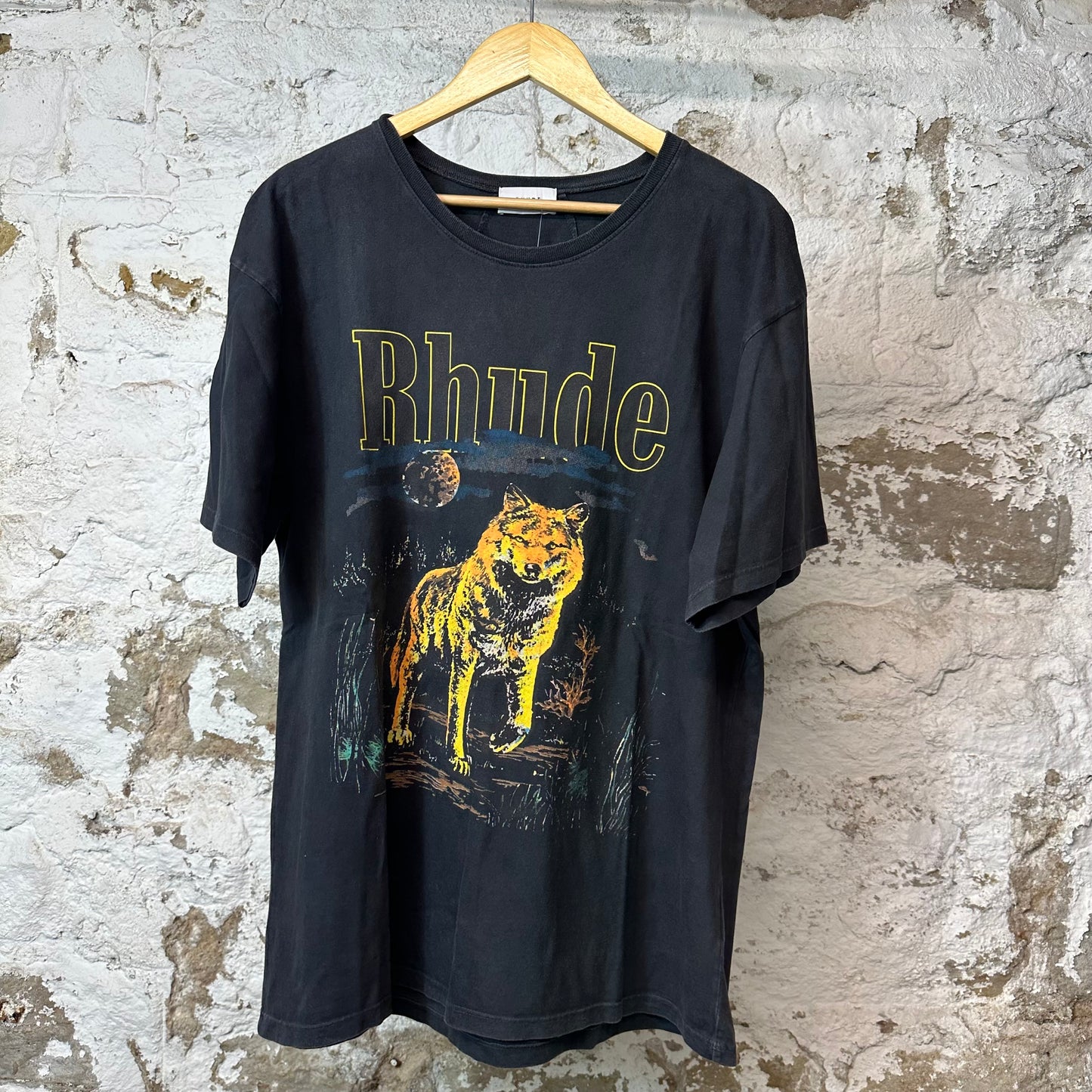 Rhude Yellow Wolf T-shirt Black Sz M