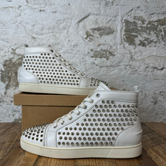 Christian Louboutin High Triple White Silver Spike Sneaker Sz 10.5 (43.5)