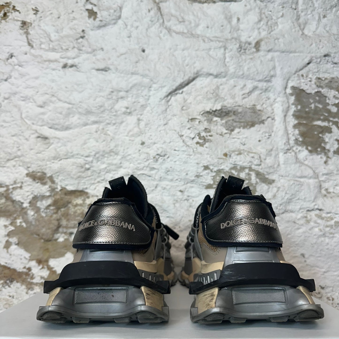 Dolce Gabbana Bassa Black Gray Beige Sneaker Sz 11 (44) No Box