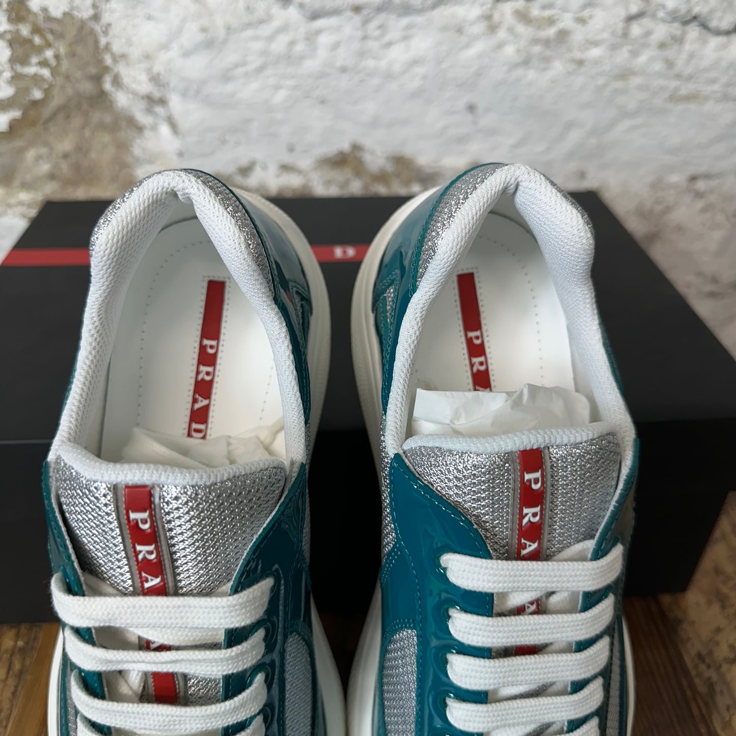Prada Americas Cup Laguna Patent Sneaker Sz 7 DS