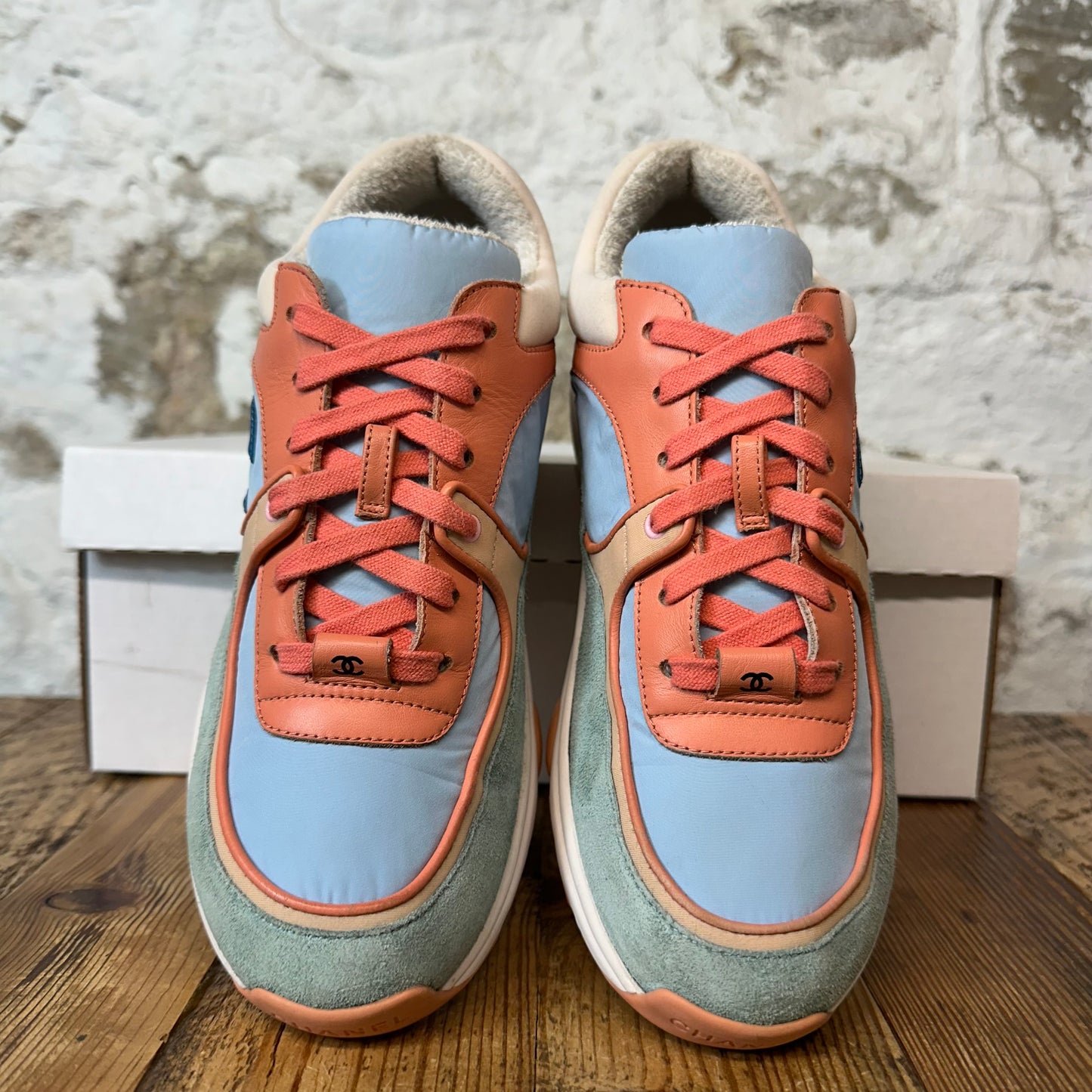 Chanel CC Orange Blue Green Sneaker Sz 6 (38.5)