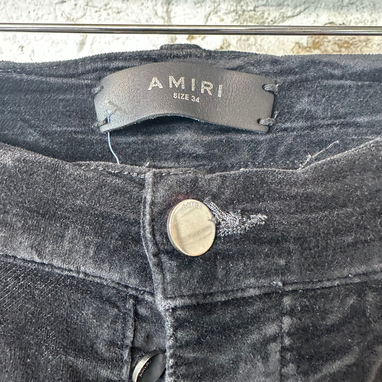 Amiri Plain Black Velour Jeans Sz 34