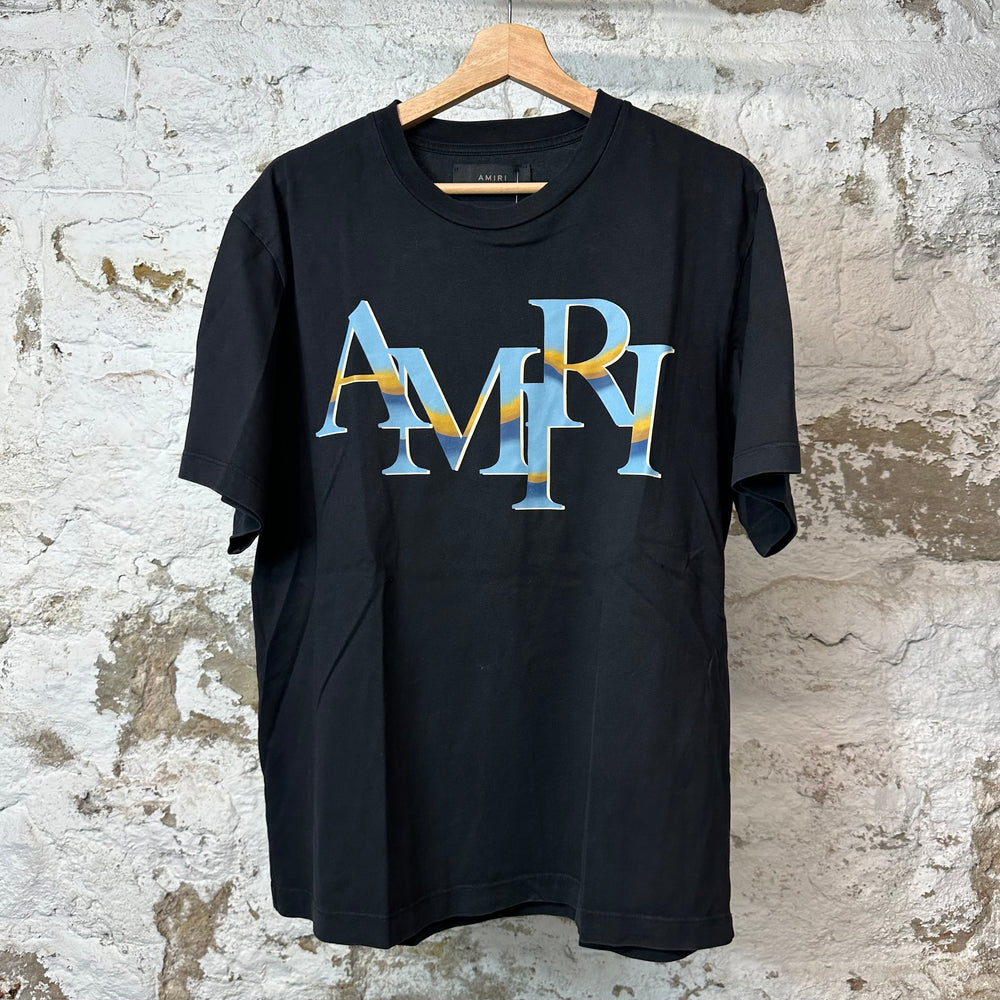 Amiri Gradient Stagger Logo T-shirt Black Sz L