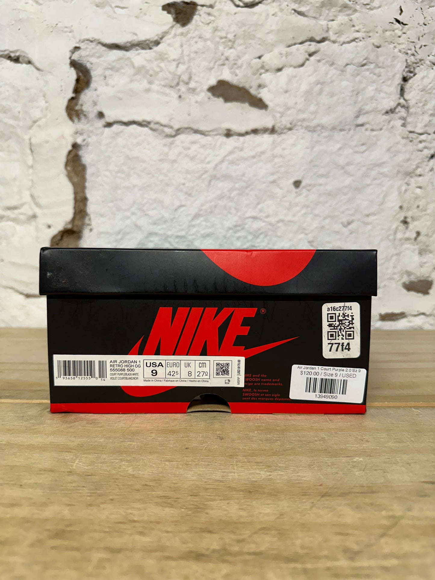 Air Jordan 1 High Court Purple White Sz 9