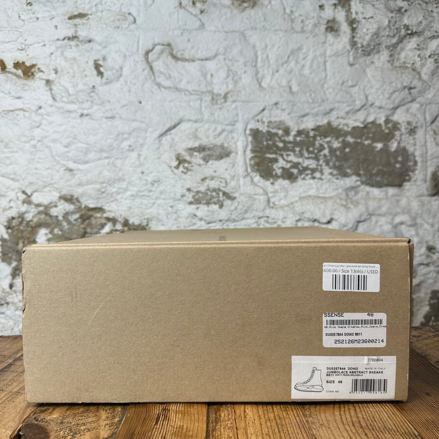 Rick Owens Jumbo Lace Abstract Dirty Pearl Milk Sneaker Sz 13 (46)