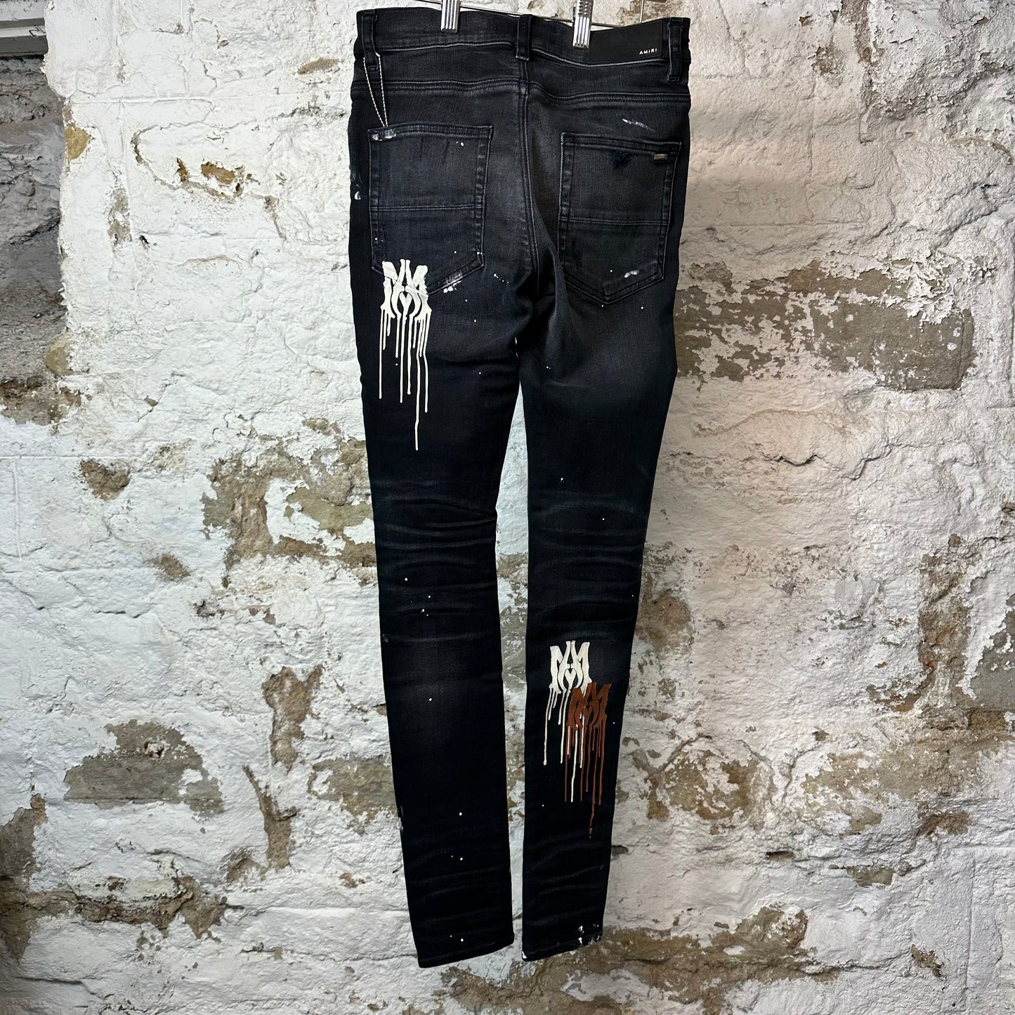 Amiri AM Paint Drip Black Denim Jeans