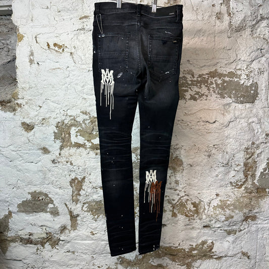 Amiri AM Paint Drip Black Denim Jeans