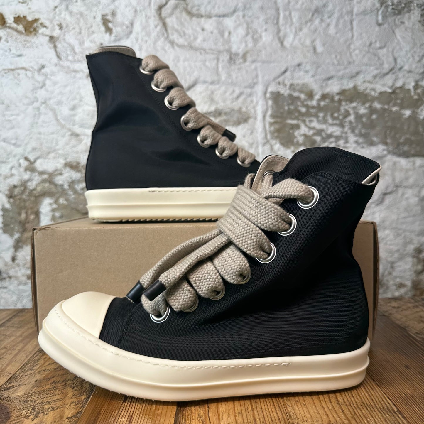 Rick Owens High Jumbo Lace Black Milk Sneaker Sz 10 (43)