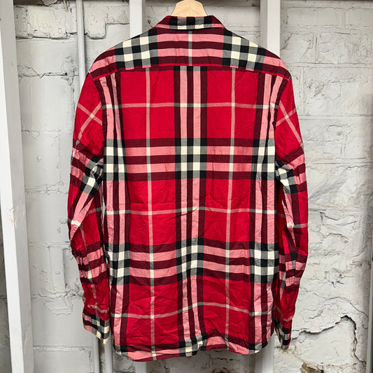 Burberry Red Plaid Longsleeve Button Up Sz L
