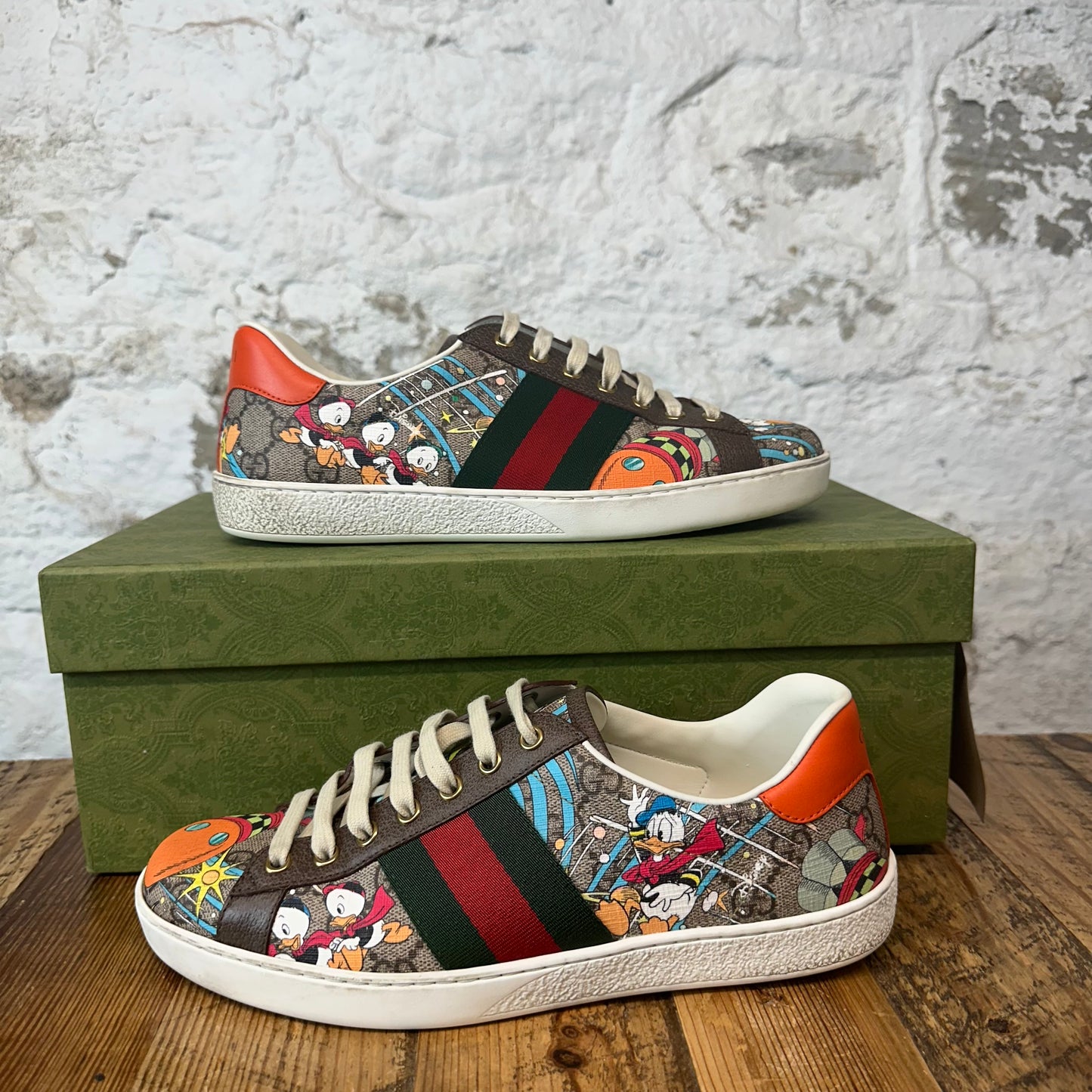 Gucci Donald Duck Monogram Ace Sneaker Sz 6.5