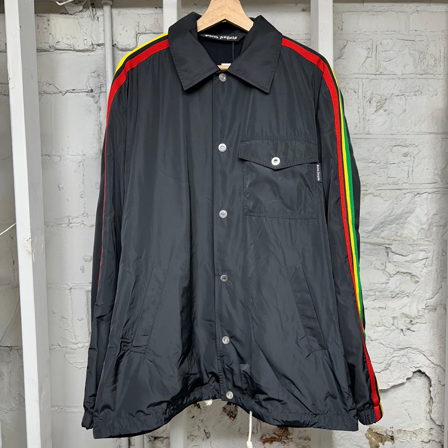 Palm Angels Jamaica Stripe Coach Jacket Sz L
