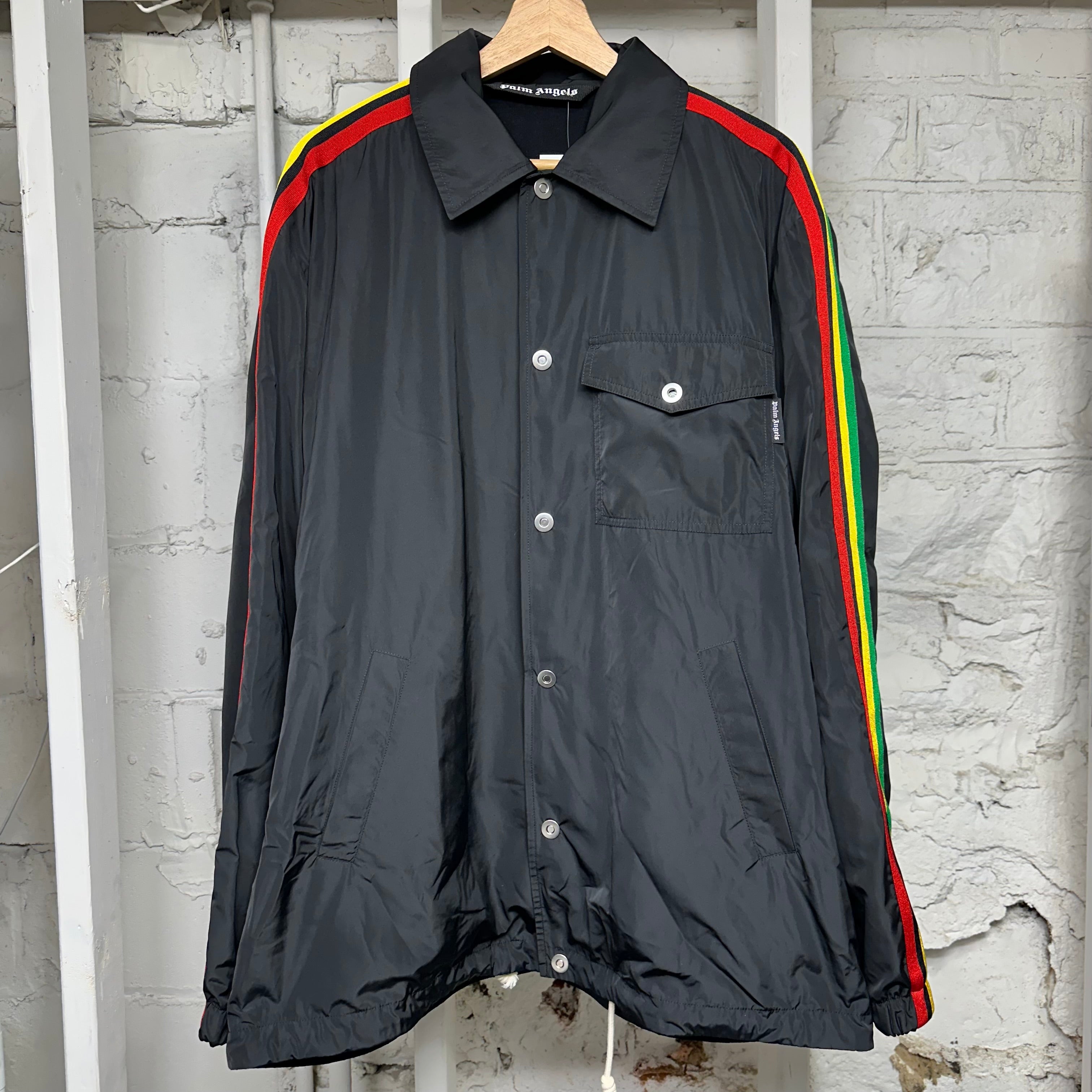 Palm Angels Jamaica Stripe Coach Jacket Sz L
