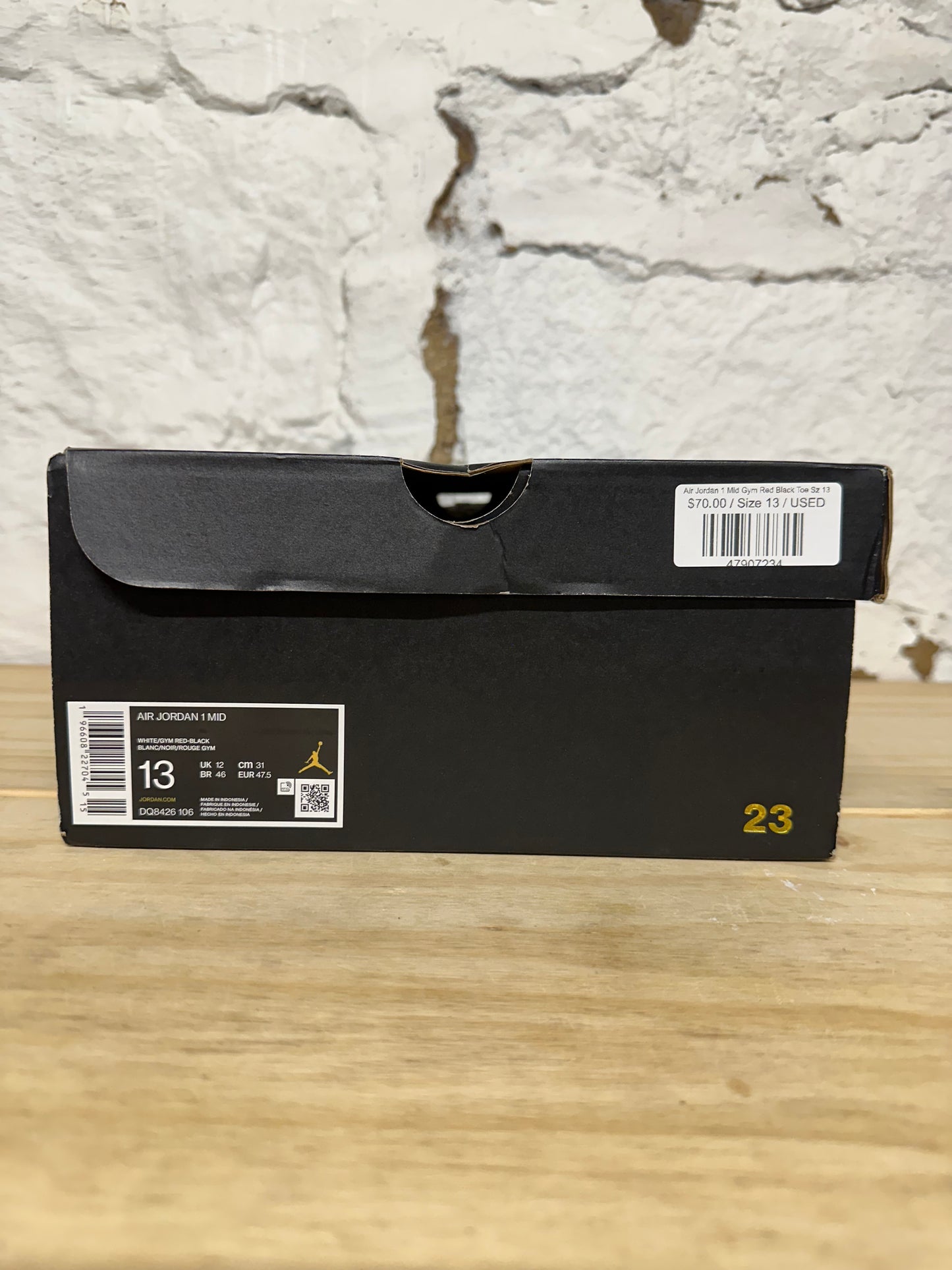 Air Jordan 1 Mid Gym Red Black Toe Sz 13
