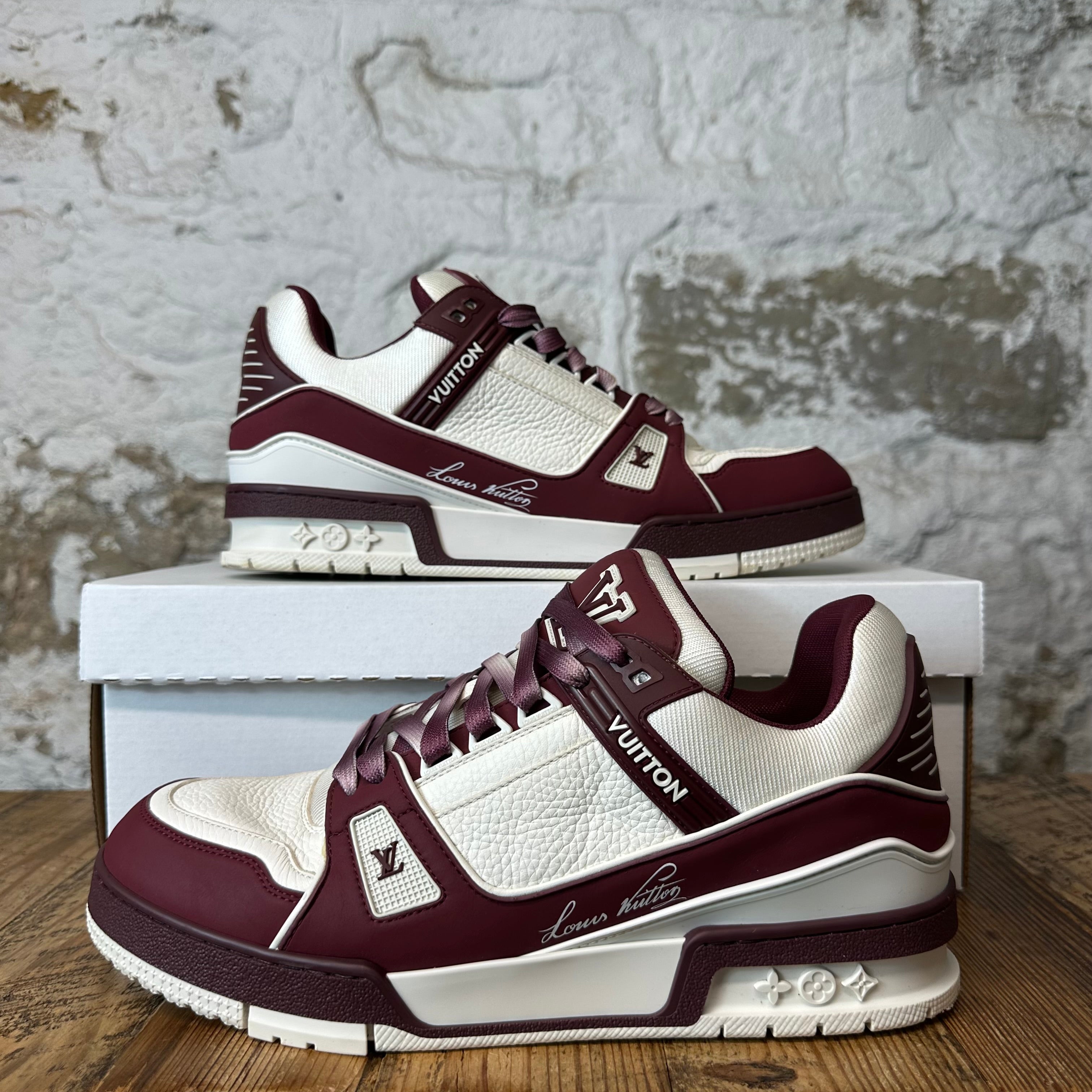 Louis Vuitton Burgundy White Trainer Sneaker Sz 9 (7.5LV)