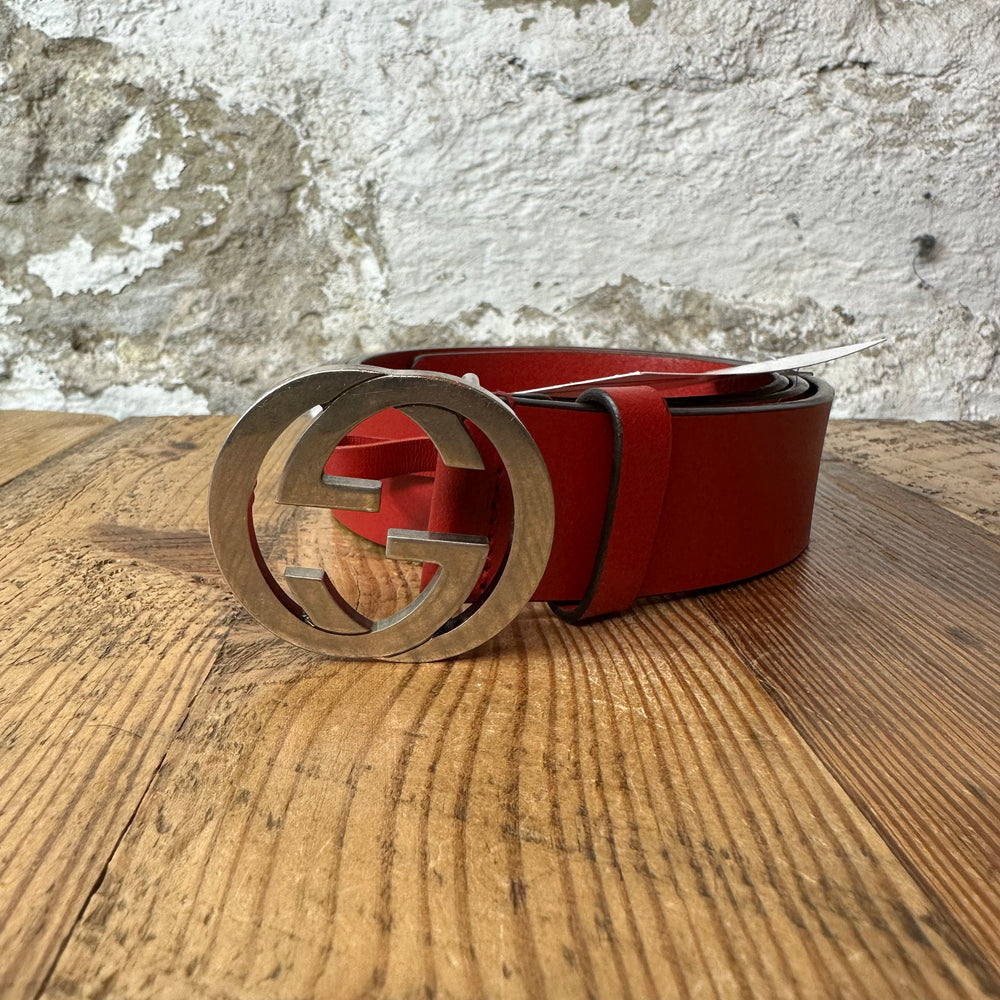 Gucci GG Red Leather Belt Sz (85/34)