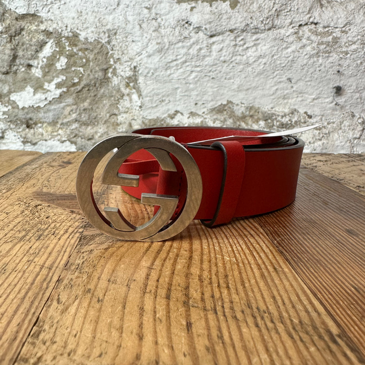 Gucci GG Red Leather Belt Sz (85/34)