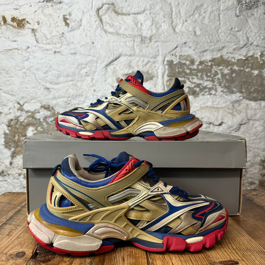 Balenciaga Track 2 Beige Blue Red Sneaker Sz 8 (41)