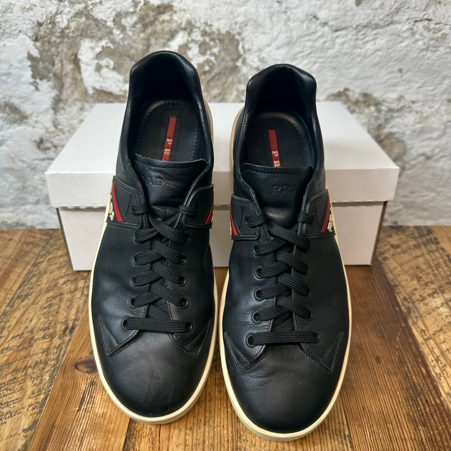 Prada Sport Black Leather Sneaker Sz 9.5 No Box