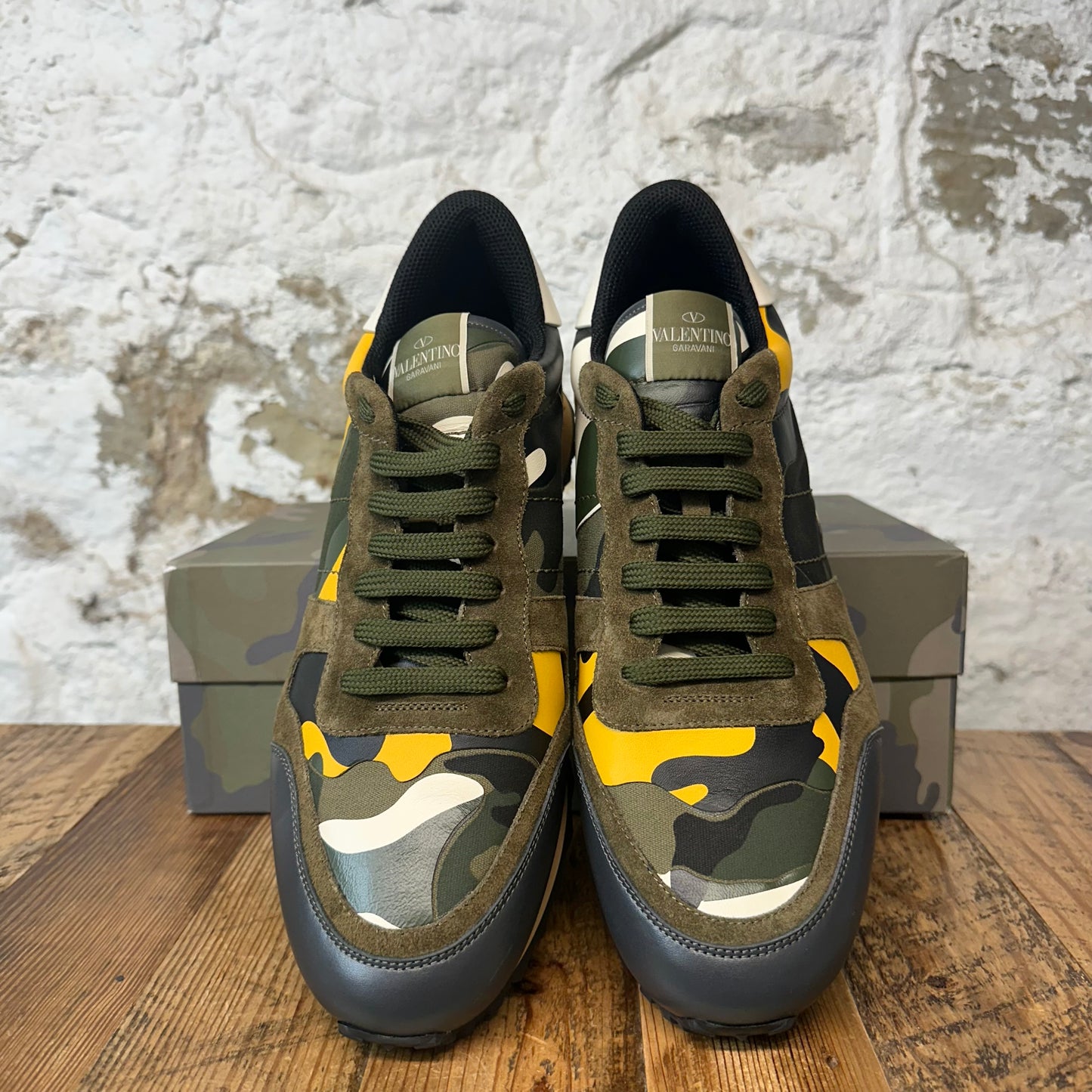 Valentino Green Camo Yellow Rock Runner Sneaker Sz 13 (46) DS