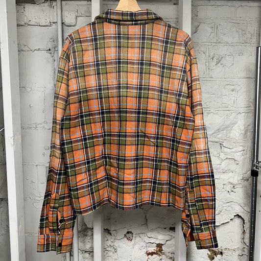 Vale Green Orange Rhinestone Flannel Sz M