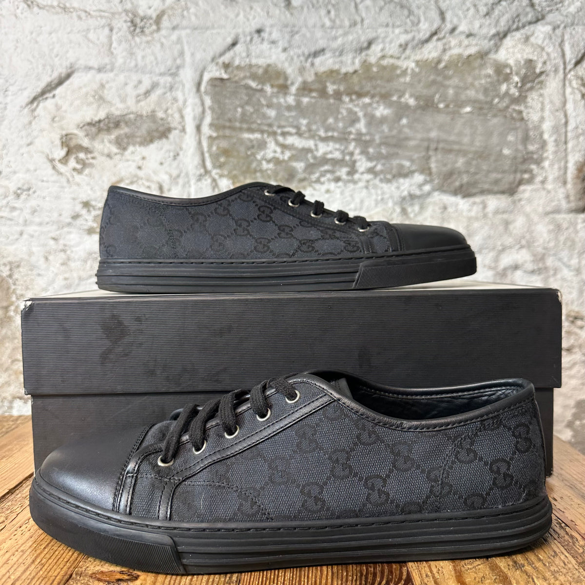Gucci GG Monogram Black Sneaker Sz 9.5