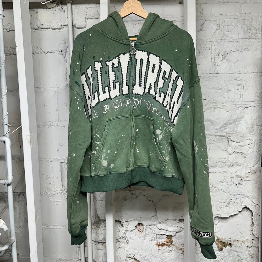 Vale Pine Zip Up Hoodie Green Sz M