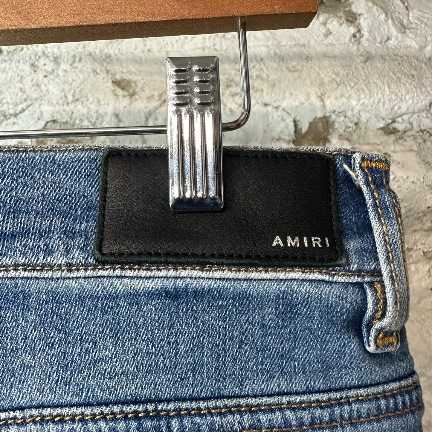 Amiri MX1 Red Suede Blue Denim Jeans Sz 33
