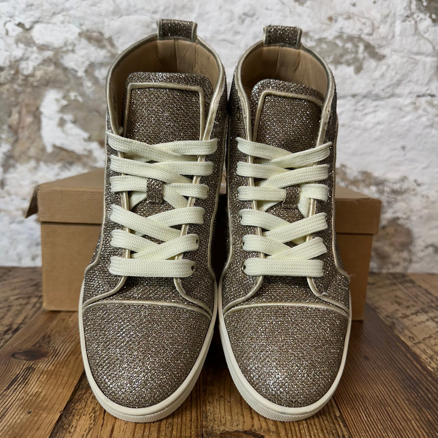 Christian Louboutin High Gold Glitter Sneaker Sz 4.5 (36)