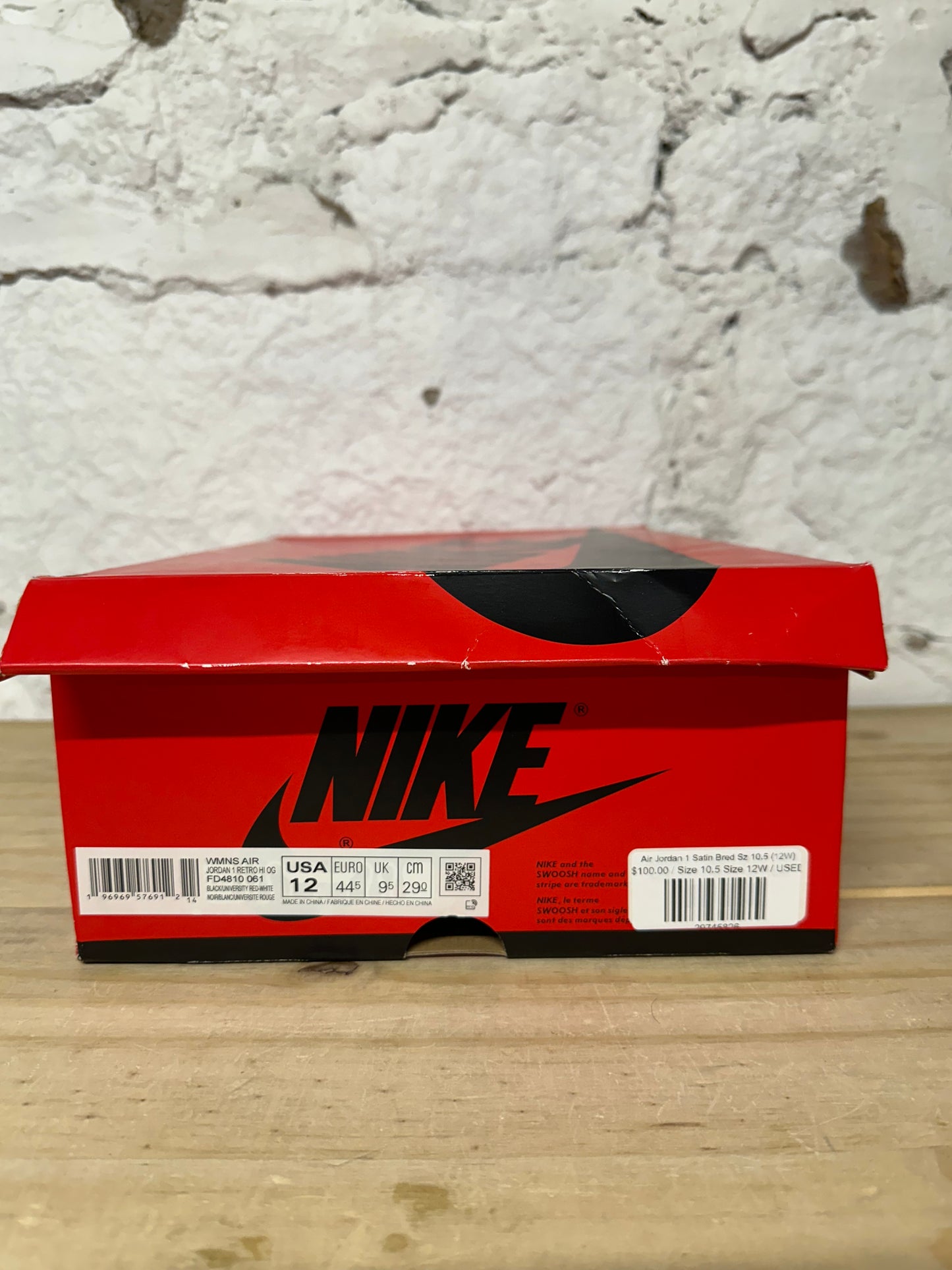 Air Jordan 1 High Satin Bred Sz 10.5 (12W)