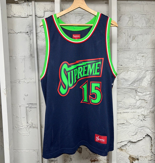 Supreme Blue Green Basketball Jersey Sz L