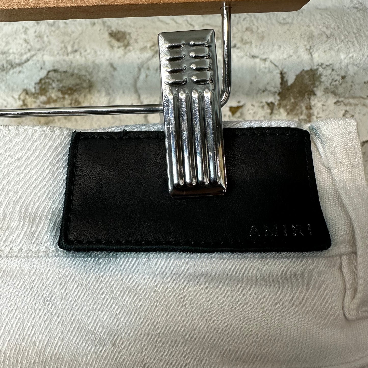 Amiri MX1 White Leather White Denim Jeans Sz 34