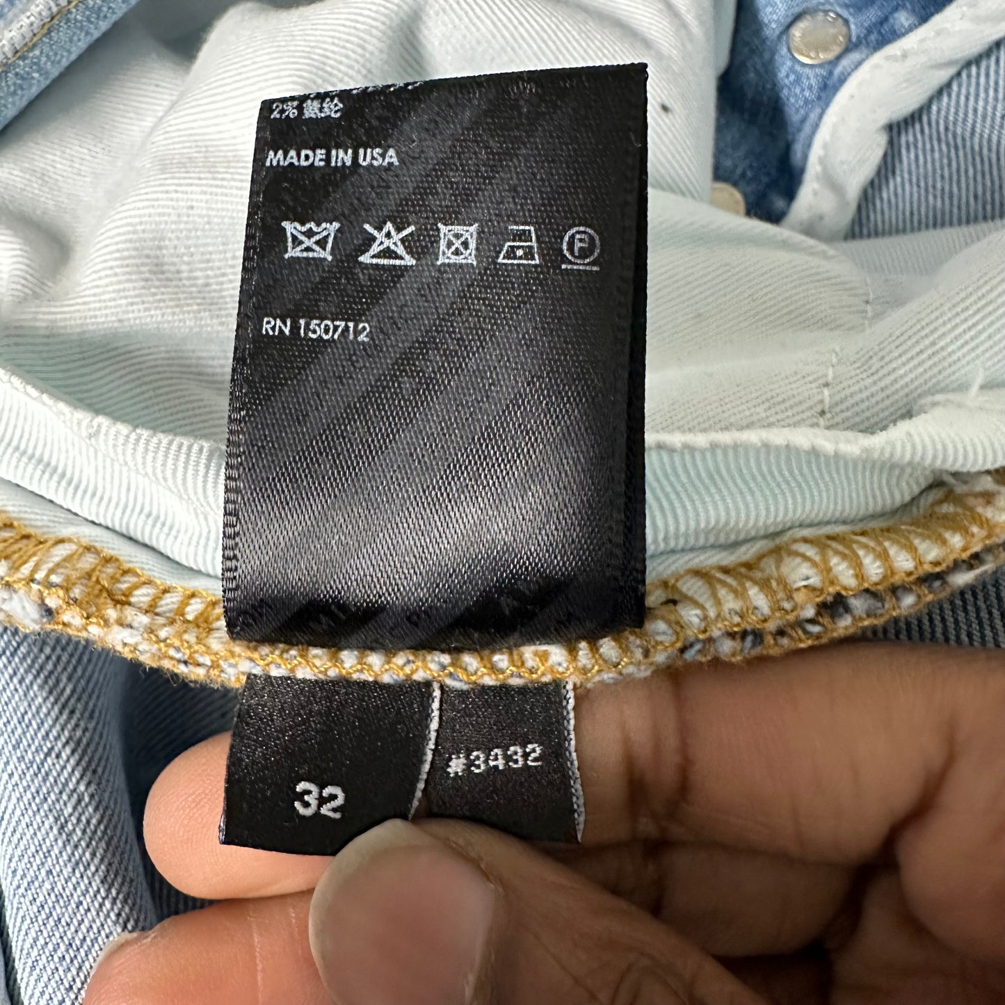 Amiri MX1 Camo Patch Light Blue Denim Jeans Sz 32