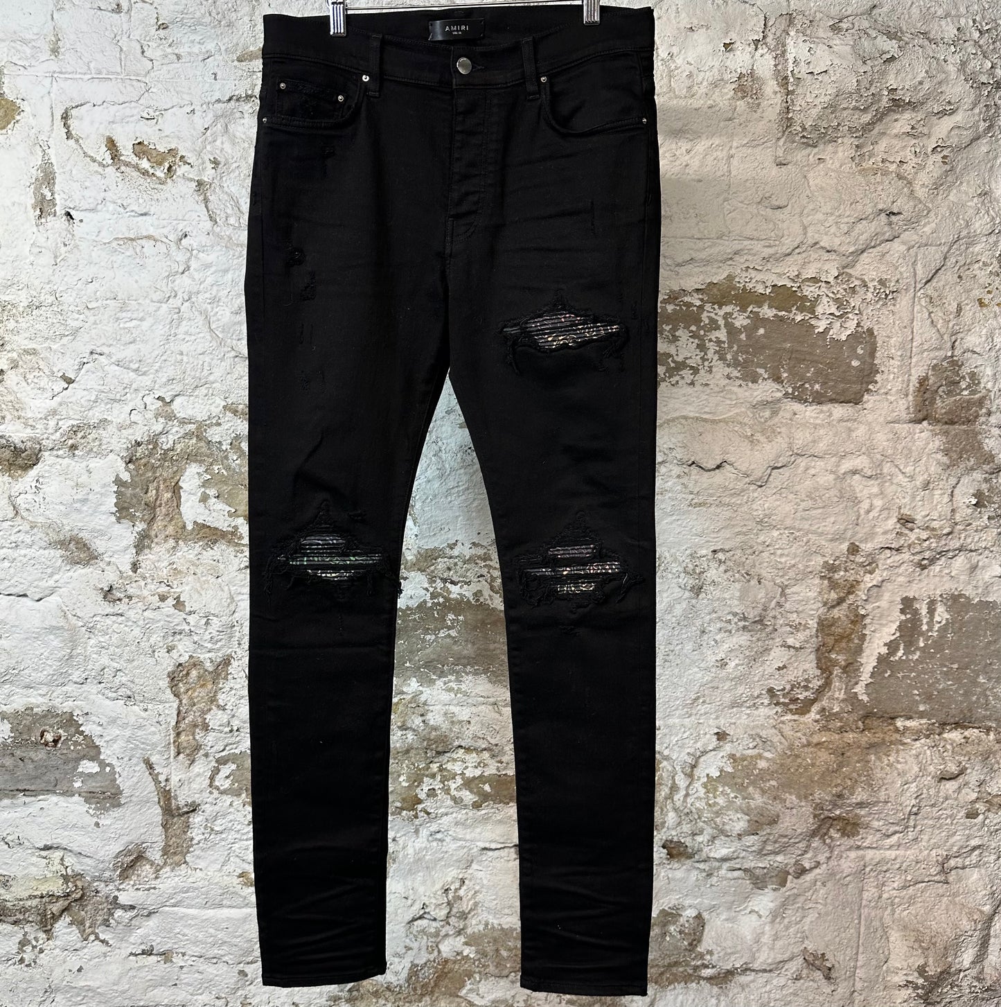 Amiri MX1 Multicolor Paisley Black Denim Jeans Sz 33