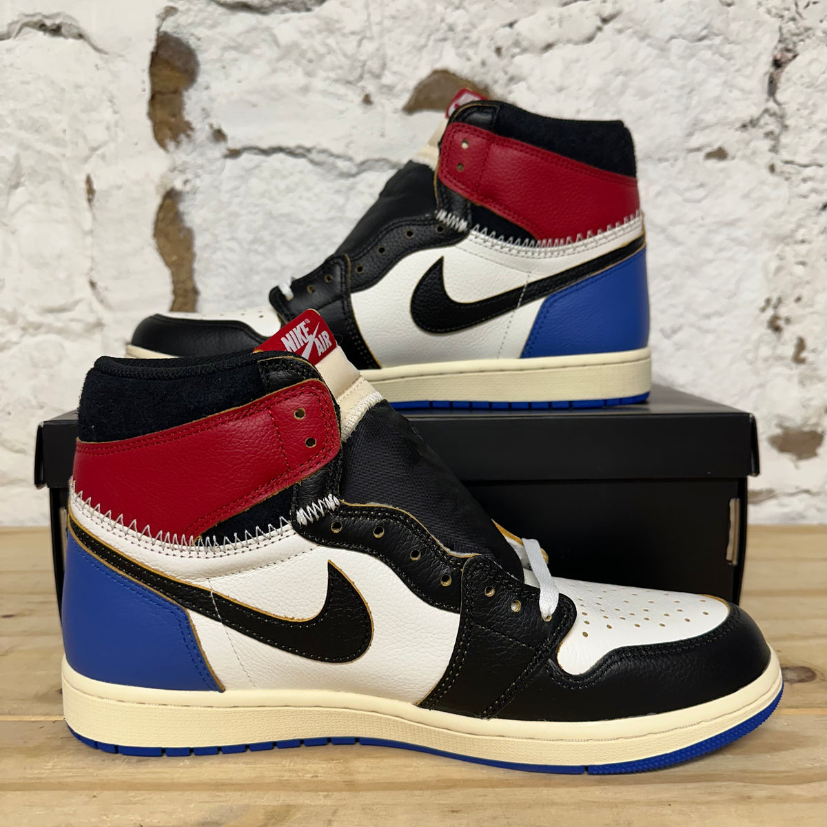 Air Jordan 1 High Fragment x Union LA Varsity Red Sport Royal Sz 10.5 DS