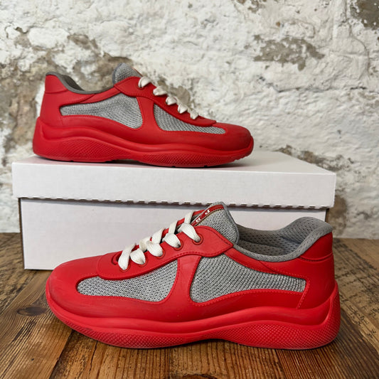 Prada Americas Cup Red Rubber Grey Sneaker Sz 5 (37)
