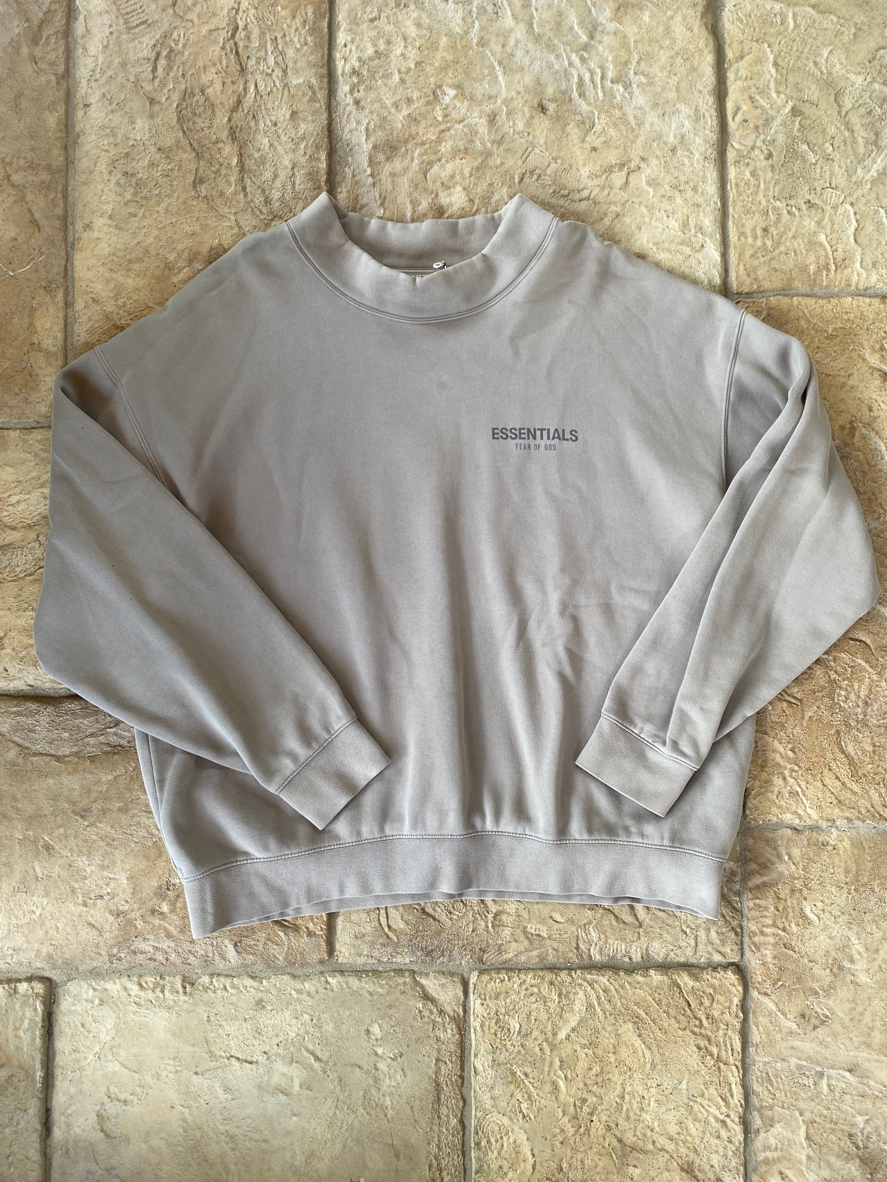 Fear of God Essentials Moss/Goat Mock Neck Sweater Sz 2XL
