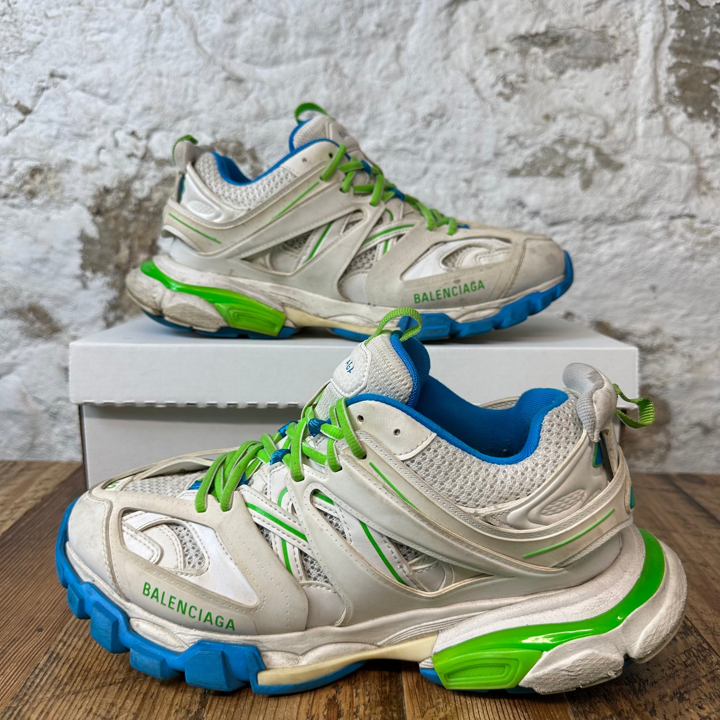 Balenciaga Track Runner White Green Blue Sz 9 (42) No Box