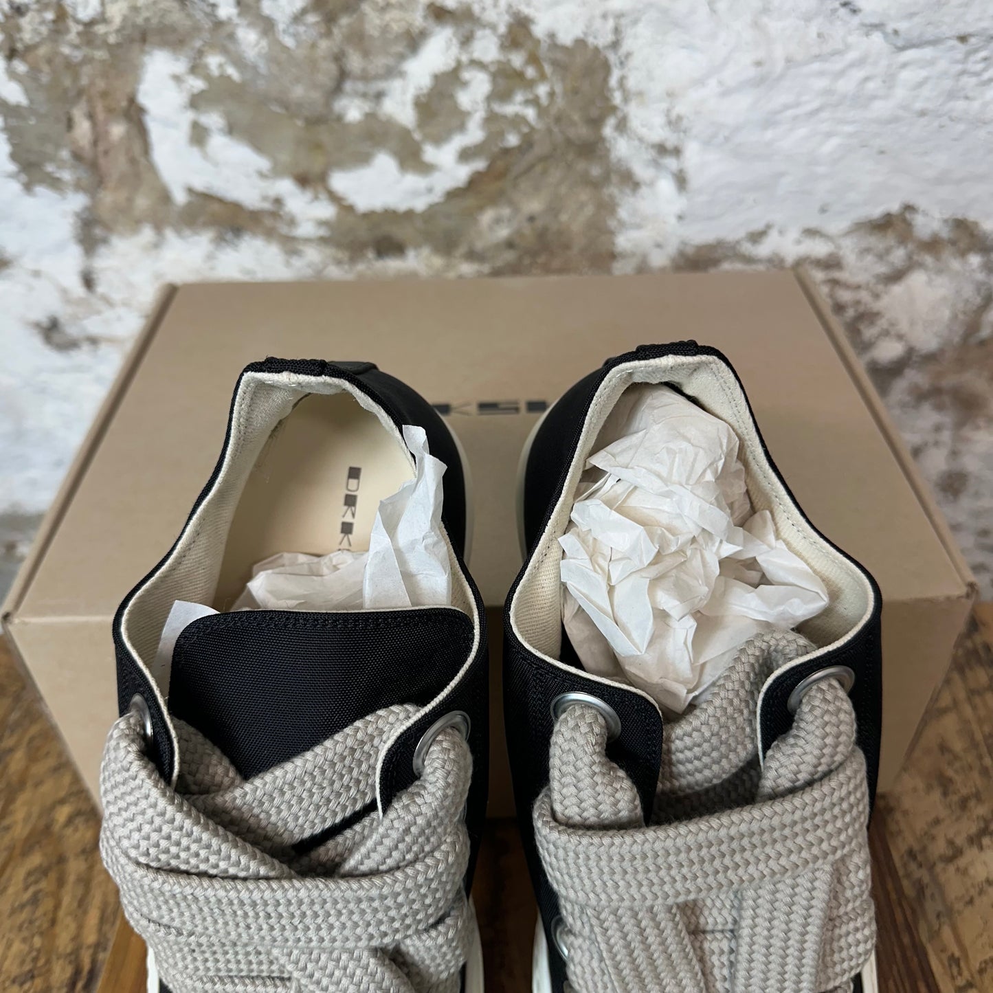 Rick Owens Jumbo Lace Black Nylon Milk Sneaker