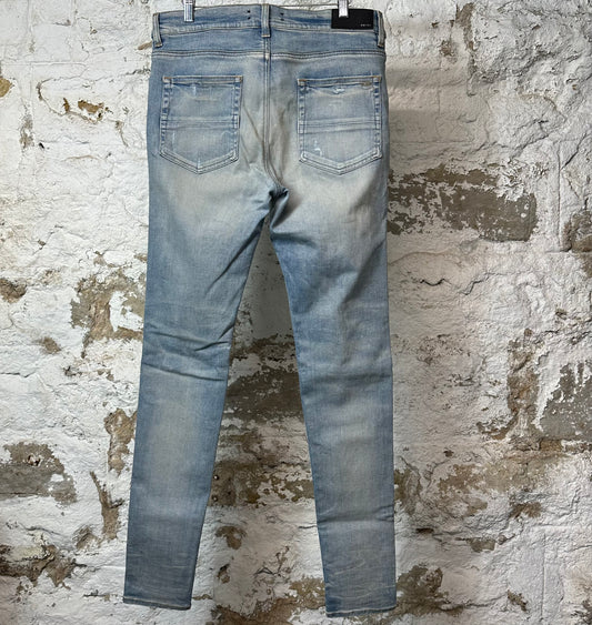 Amiri MX1 Tie Dye Patches Blue Denim Jeans Sz 33