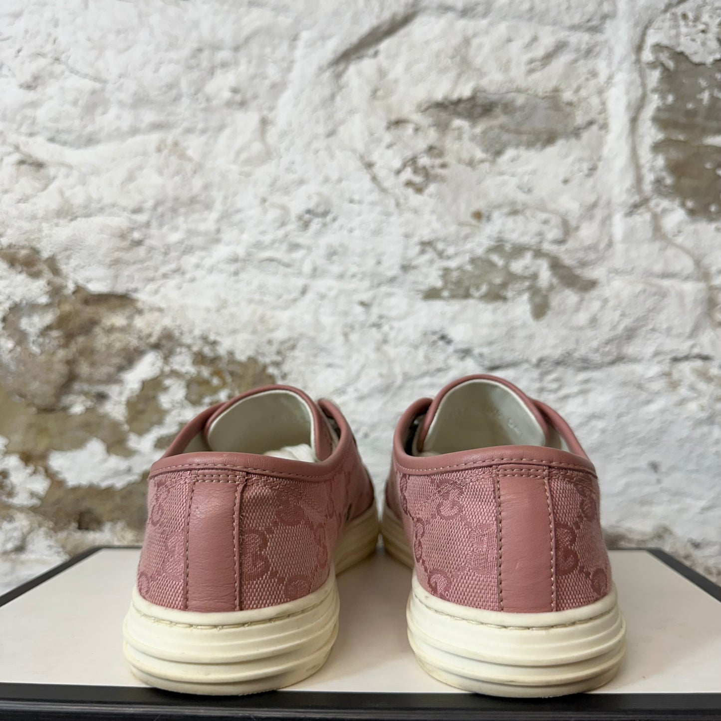 Gucci Pink Monogram White Sneaker Sz 4.5 (36.5)