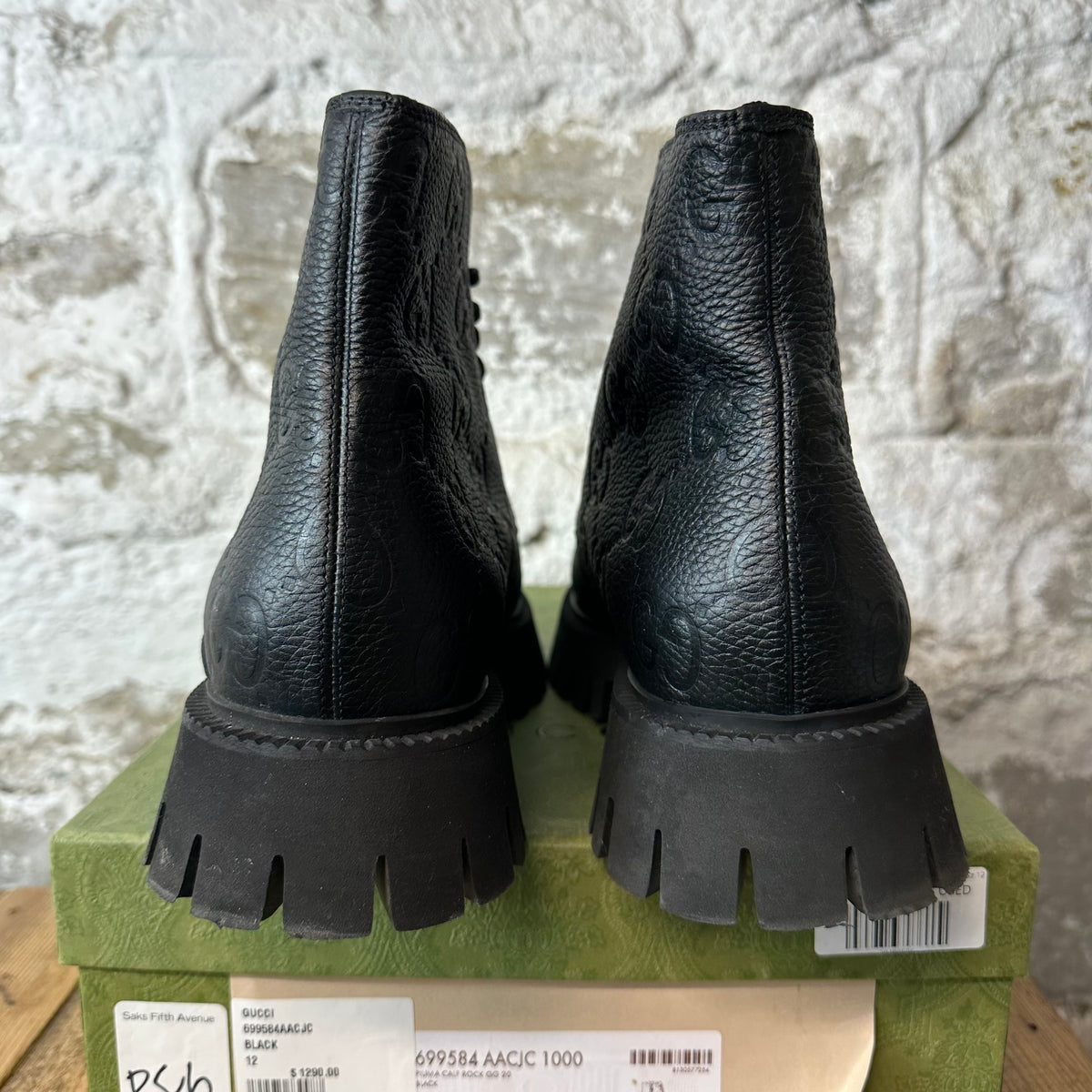 Gucci GG Embossed Monogram Calf Boot Sz 12