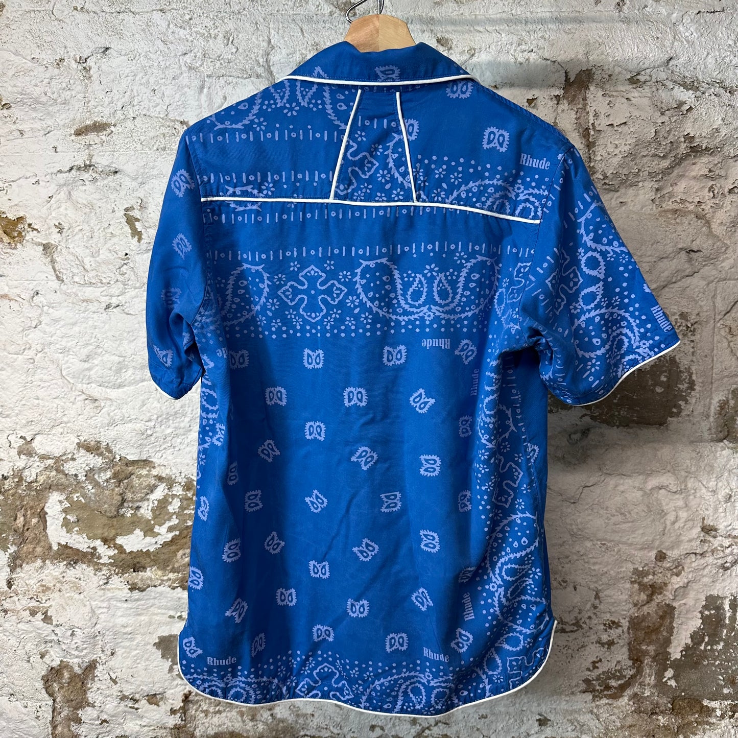 Rhude Blue Paisley Button Up Shirt Sz XS
