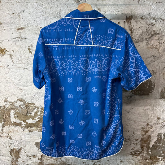 Rhude Blue Paisley Button Up Shirt Sz XS